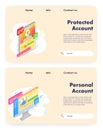 Account creation vector website landing page template set Royalty Free Stock Photo