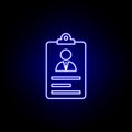 Account, cv, resume icon. Elements of Human resources illustration in neon style icon. Signs and symbols can be used for web, logo