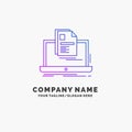 account, Laptop, Report, Print, Resume Purple Business Logo Template. Place for Tagline