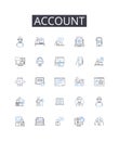 Account line icons collection. Balance Sheet, Financial Statement, Ledger Account, Asset Record, Balance Register Royalty Free Stock Photo