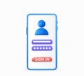 Account login and password form on smartphone app Royalty Free Stock Photo