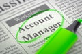 Account Manager Hiring Now. 3D. Royalty Free Stock Photo