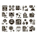 Account Manager Work Glyph Set Vector