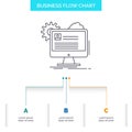 Account, profile, report, edit, Update Business Flow Chart Design with 3 Steps. Line Icon For Presentation Background Template