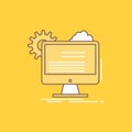 Account, profile, report, edit, Update Flat Line Filled Icon. Beautiful Logo button over yellow background for UI and UX, website