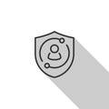 Account security, insurance vector icon, flat design, line, outline, long shadow