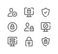 Account security line icons set. Modern linear symbols, simple outline elements collection. Vector line icons Royalty Free Stock Photo