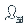 Account Settings Line Icon. Profile User Settings Linear Pictogram. Control Panel with Man Profile Outline Icon