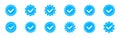 Account verification icon with a circle inside. Social media verification icons. Verified badge profile set. Blue check mark icon Royalty Free Stock Photo