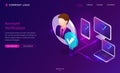 Account verification isometric landing page banner