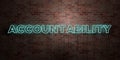 ACCOUNTABILITY - fluorescent Neon tube Sign on brickwork - Front view - 3D rendered royalty free stock picture