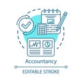 Accountancy concept icon. Budgeting and finance planning. Keeping financial records. Performing audits. Bookkeeping idea