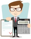 Accountant with a calculator, vector illustration