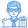 accountant icon, single avatar vector illustration