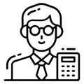 accountant icon, single avatar vector illustration