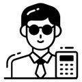 accountant icon, single avatar vector illustration