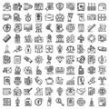 Accountant icons set, outline style