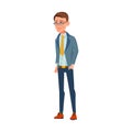 accountant man staying in canteen line cartoon vector