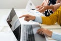 accountant  pointing on laptop for meeting team in office room. concept finance and accounting Royalty Free Stock Photo