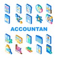 accountant professional tax icons set vector Royalty Free Stock Photo