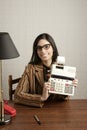 Accountant secretary retro woman vintage office Royalty Free Stock Photo