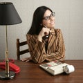 Accountant secretary retro woman vintage office Royalty Free Stock Photo