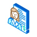 Accountant woman job isometric icon vector illustration Royalty Free Stock Photo