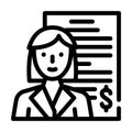 Accountant woman job line icon vector illustration Royalty Free Stock Photo