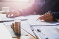 accountant working on desk in office. business finance and accounting concept Royalty Free Stock Photo