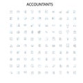 accountants icons, signs, outline symbols, concept linear illustration line collection