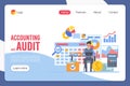 Accounting and audit landing page vector template