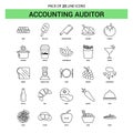 Accounting Auditor Line Icon Set - 25 Dashed Outline Style