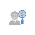 Accounting, banking, businessman, currency, finance, dollar, research two color blue and gray icon