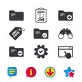 Accounting binders icons. Add document symbol. Royalty Free Stock Photo