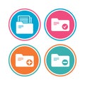 Accounting binders icons. Add document symbol. Royalty Free Stock Photo