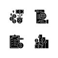 Accounting black glyph icons set on white space