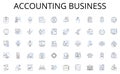 Accounting business line icons collection. Cloud, Backup, Archival, SAN, NAS, RAID, Virtualization vector and linear