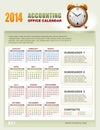 2014 Accounting Calendar with week numbers vector