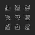 Accounting chalk white icons set on black background Royalty Free Stock Photo