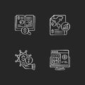 Accounting chalk white icons set on black background