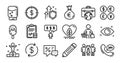 Accounting checklist, 24h service and Winner line icons set. Vector