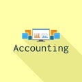 Accounting computer graph logo, flat style