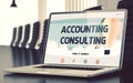 Accounting Consulting on Laptop in Conference Hall. 3D.