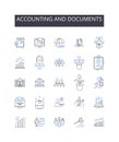 Accounting and documents line icons collection. Bookkeeping, Financial management, Record-keeping, Expense tracking Royalty Free Stock Photo