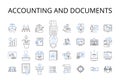 Accounting and documents line icons collection. Bookkeeping, Financial management, Record-keeping, Expense tracking Royalty Free Stock Photo