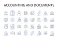 Accounting and documents line icons collection. Bookkeeping, Financial management, Record-keeping, Expense tracking Royalty Free Stock Photo