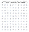 Accounting and documents outline icons collection. Accounting, Documents, Audit, Ledger, Payables, Receivables