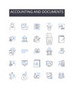 Accounting and documents line icons collection. Beekeeping, Hy, Pollination, Nectar, Queen, Hives, Wax vector and linear