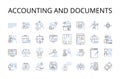Accounting and documents line icons collection. Bookkeeping, Financial management, Record-keeping, Expense tracking Royalty Free Stock Photo