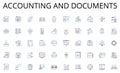 Accounting and documents line icons collection. Synergy, Teamwork, Partnership, Coordination, Communication, Integration Royalty Free Stock Photo